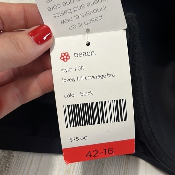 Peach Company Black Lovely Full Coverage Bra 42-16 44F - Picture 8 of 9